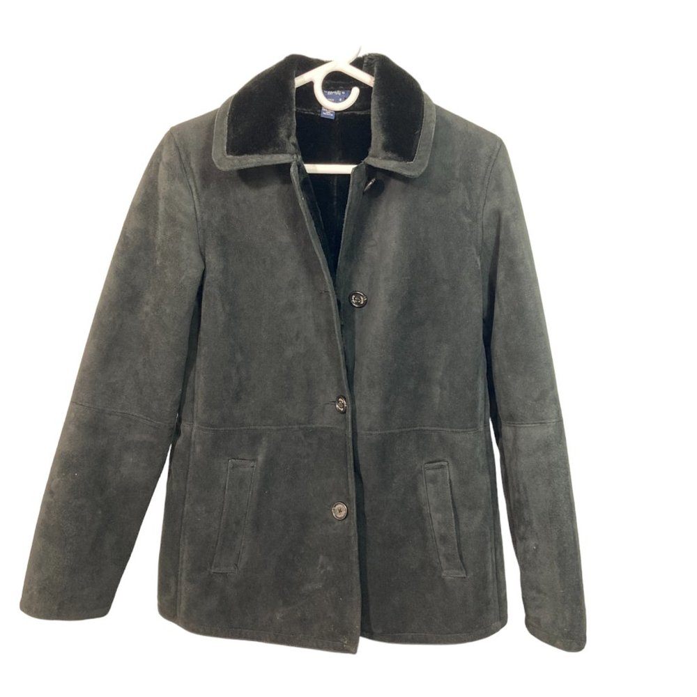 Chaps Faux Suede Faux Fur Lined Jacket